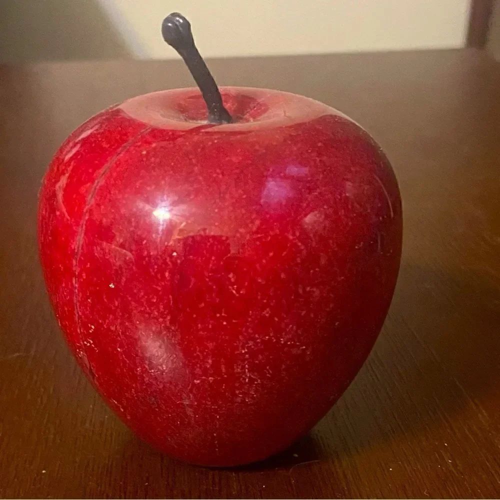 Vintage red apple heavy marble paperweight